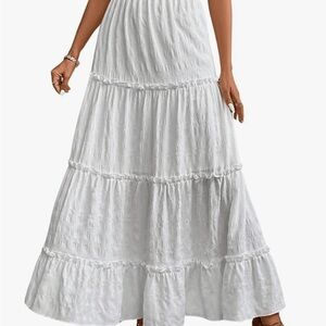 Amazon White Tiered Maxi Skirt Resort Wear